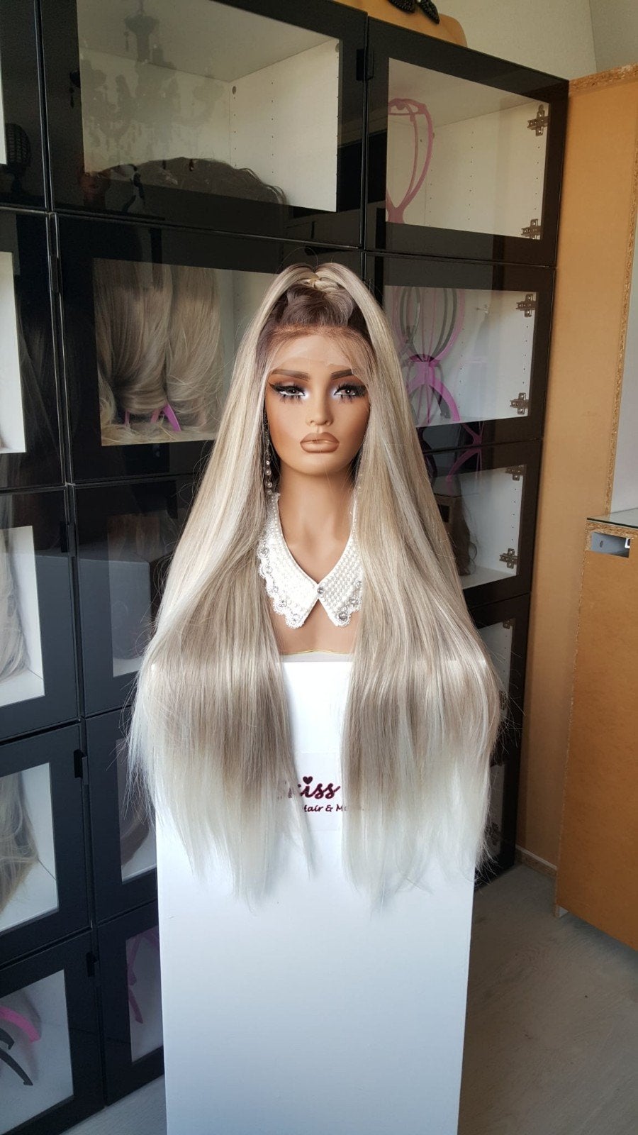 Luxe Lace Pruik: Uitgroei naar blond en lichte punten- LANG!, Ophalen of Verzenden, Nieuw, Pruik of Haarverlenging