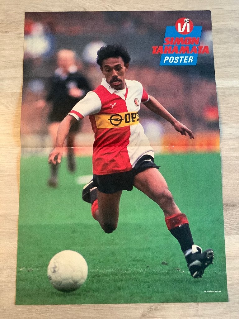 Poster Simon Tahamata bij Feyenoord, Ophalen of Verzenden, Zo goed als nieuw, Feyenoord, Poster, Plaatje of Sticker