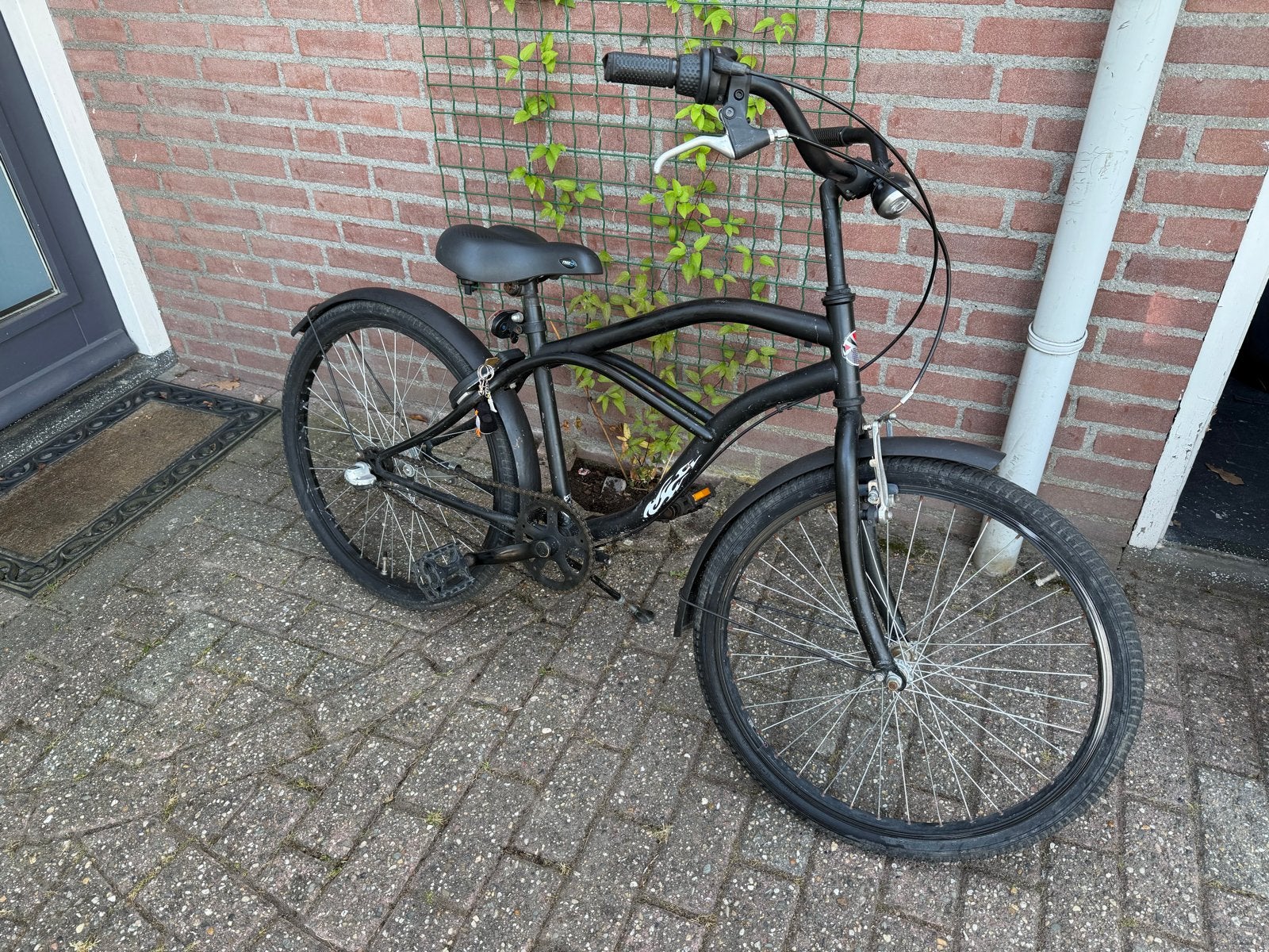 Zwarte Cruiser Fiets jongens, Terugtraprem, Gebruikt, 53 tot 57 cm, Ophalen