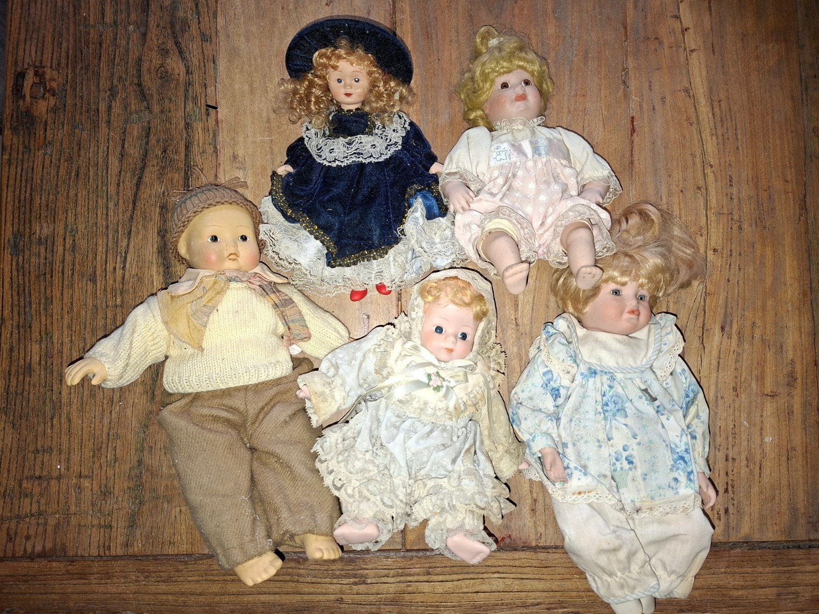 5 porseleinen popjes, Verzamelen, Ophalen of Verzenden, Gebruikt, Pop