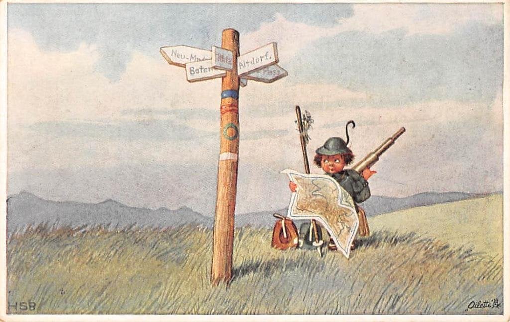 Fantasie HSB Herbert Schultz Humor Sommerurlaub im Gebirge, Ophalen of Verzenden, Voor 1920, Ongelopen, Kinderen
