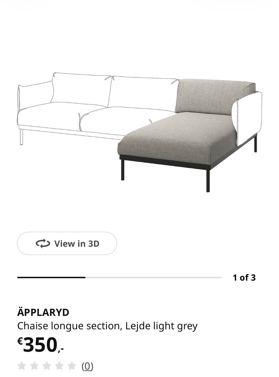 IKEA ÄPPLARYD Chaise longue, Ophalen, Eenpersoons, Zo goed als nieuw, Stof