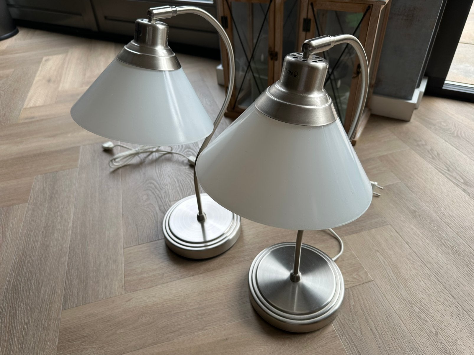 Set van twee mooie schemerlampen., Ophalen of Verzenden, Zo goed als nieuw, Glas