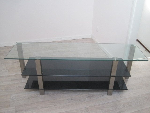 salontafel,Glasplaat boven 40/150 cm.  2 zwarte glasplaten, Ophalen, 50 – 75, 100 tot 150 cm, Minder dan 50 cm