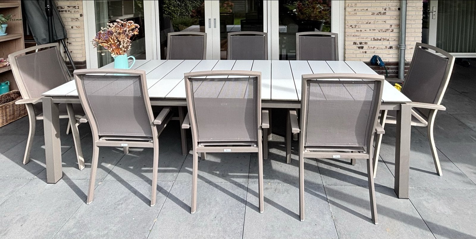 Tuinset met 8 Stapelbare Stoelen, Ophalen, Kunststof, Eettafel, Tuinset