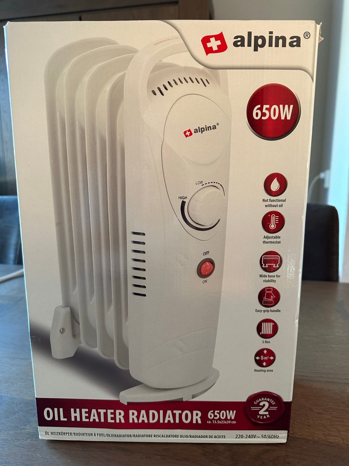 Alpina Oliekachel 650W - Compacte en Efficiënte Verwarming, Doe-het-zelf en Verbouw, Ophalen, 30 tot 80 cm, 500 tot 800 watt, Kachel