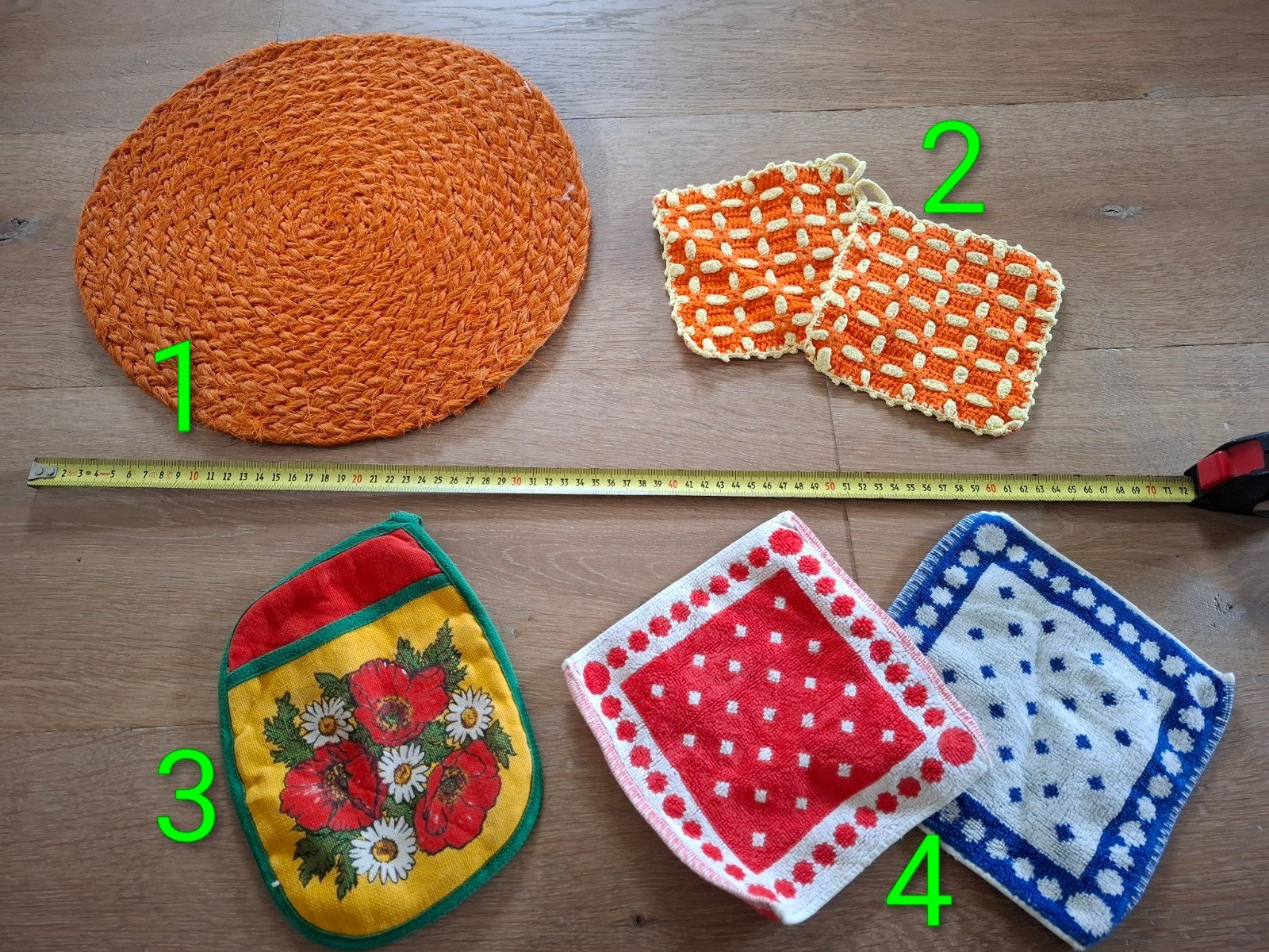 Retro pannenlappen en onderzetter, Ophalen of Verzenden