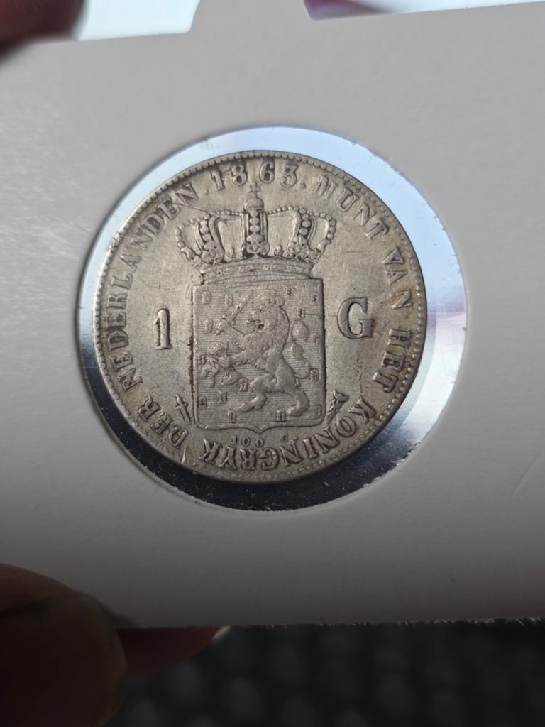 1 gulden 1863 Nederland, Postzegels en Munten, Munten | Nederland, 1 gulden, Koning Willem III, Verzenden, Zilver