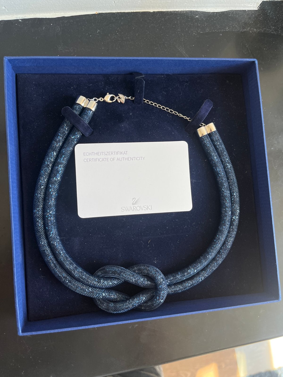 Swarovski halsketting nooit gebruikt, Met kristal, Overige materialen, Blauw, Ophalen of Verzenden