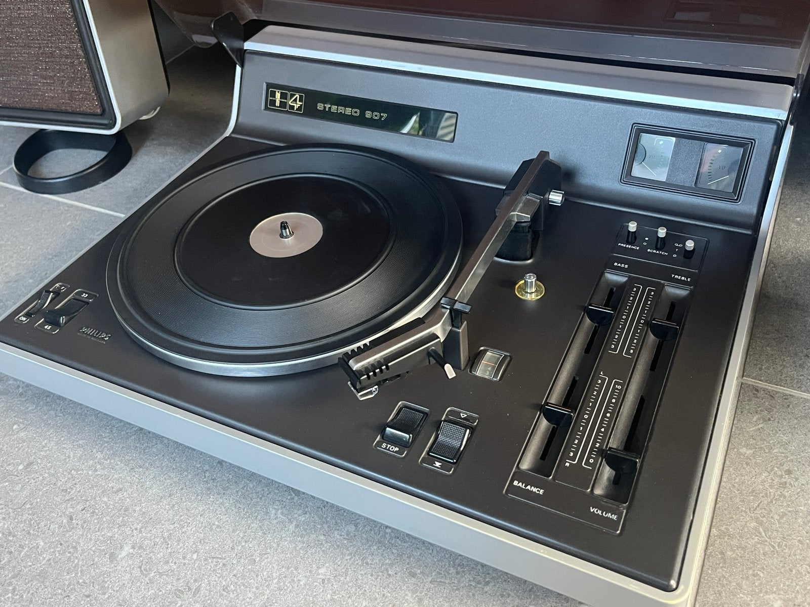 Te koop: vintage Philips 907 platenspeler met GP412 element, Audio, Tv en Foto, Platenspelers, Ophalen, Gebruikt, Platenspeler