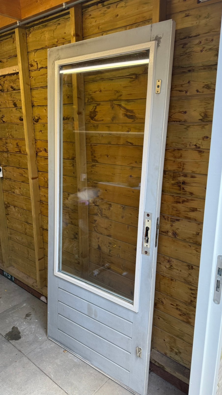 Deur met dubbelglas, Deurkozijn, Zo goed als nieuw, 150 tot 225 cm, Hout