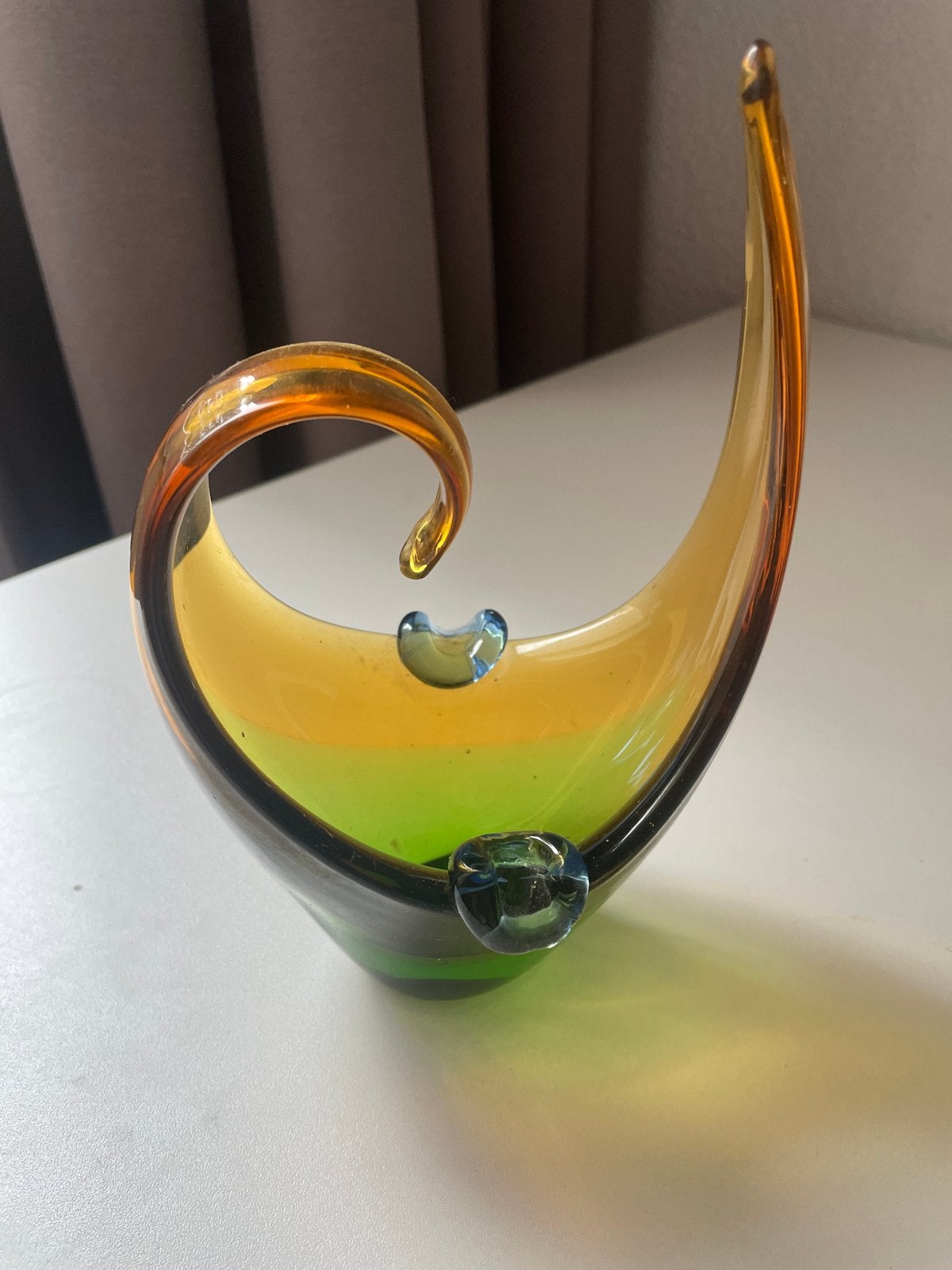 Vintage Murano glazen asbak, geel/groen/blauw, Antiek en Kunst, Ophalen of Verzenden