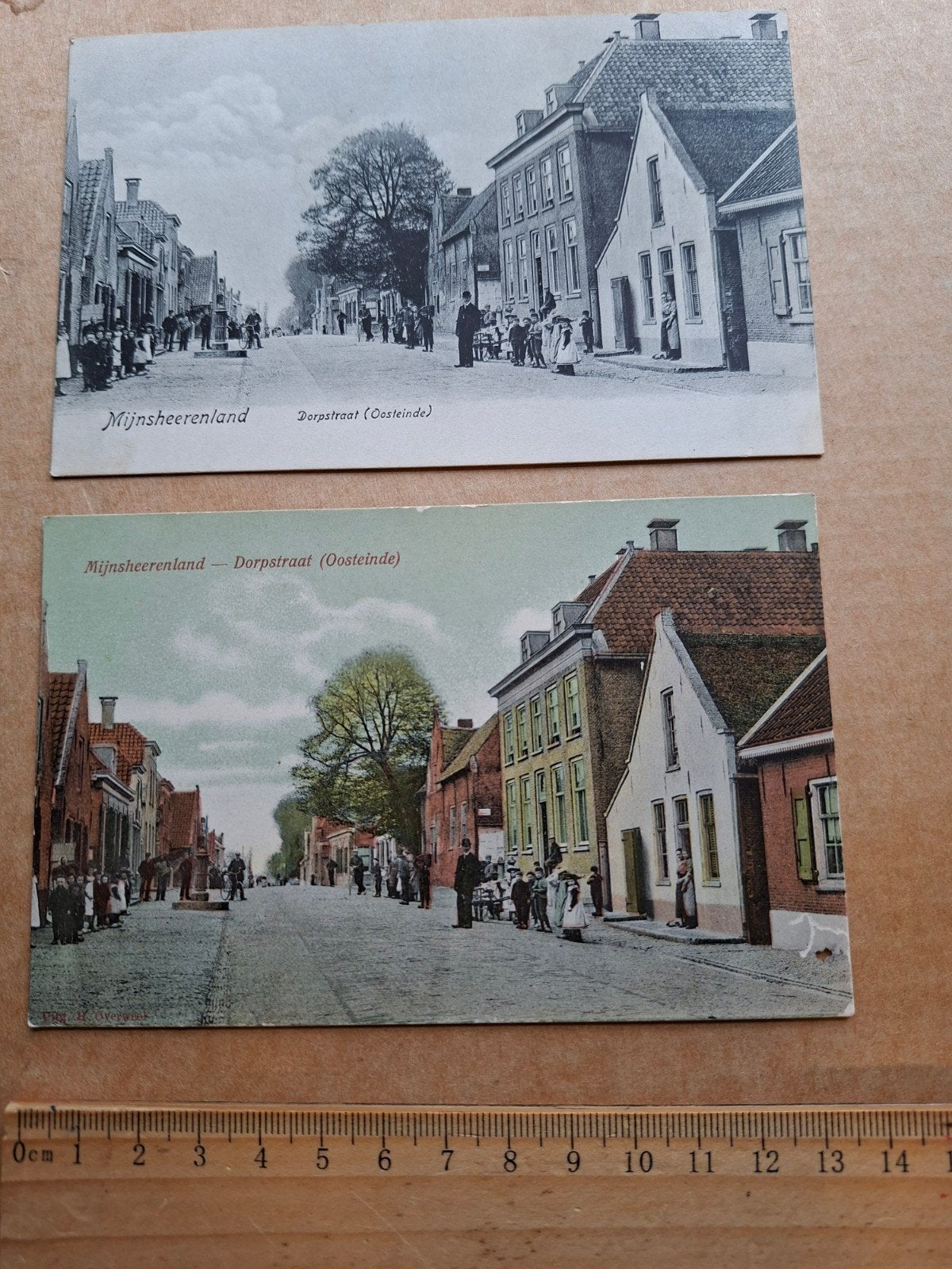 Mijnsheerenland Dorpstraat (Oosteinde) - 2 Oude Ansichtkaart, Ophalen of Verzenden, Voor 1920, Ongelopen