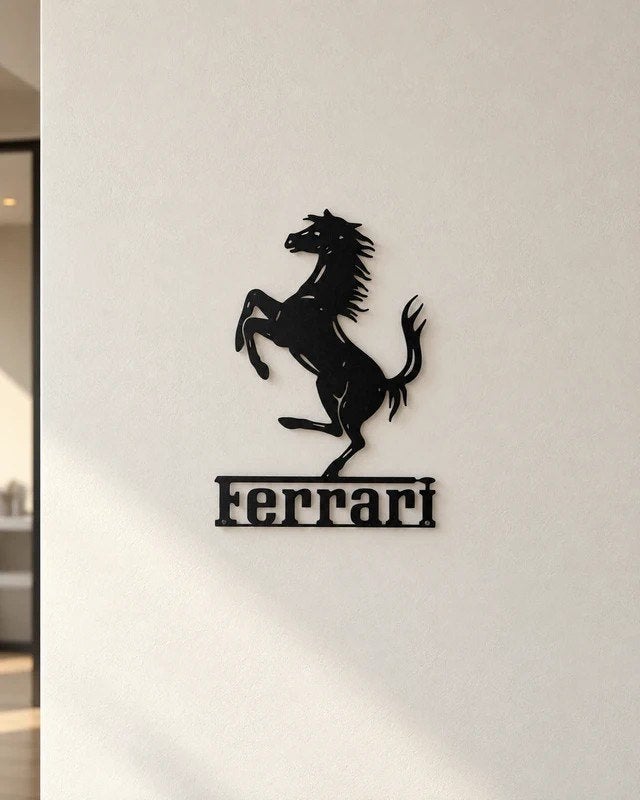 Ferrari Logo (Cavallino Rampante) - Wanddecoratie / Embleem, Zwart, Ophalen of Verzenden, Modern, Nieuw