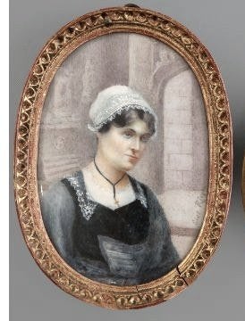 gesigneerd ==c a 1900==MINIATUURPORTRET==antieke lijst, Ophalen of Verzenden