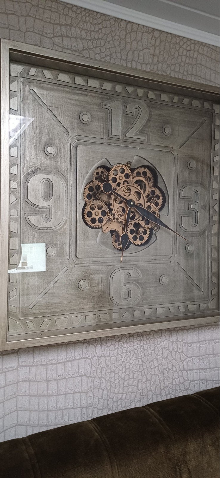 XXL vierkante stoere wandklok, Ophalen, Wandklok, Analoog, Zo goed als nieuw