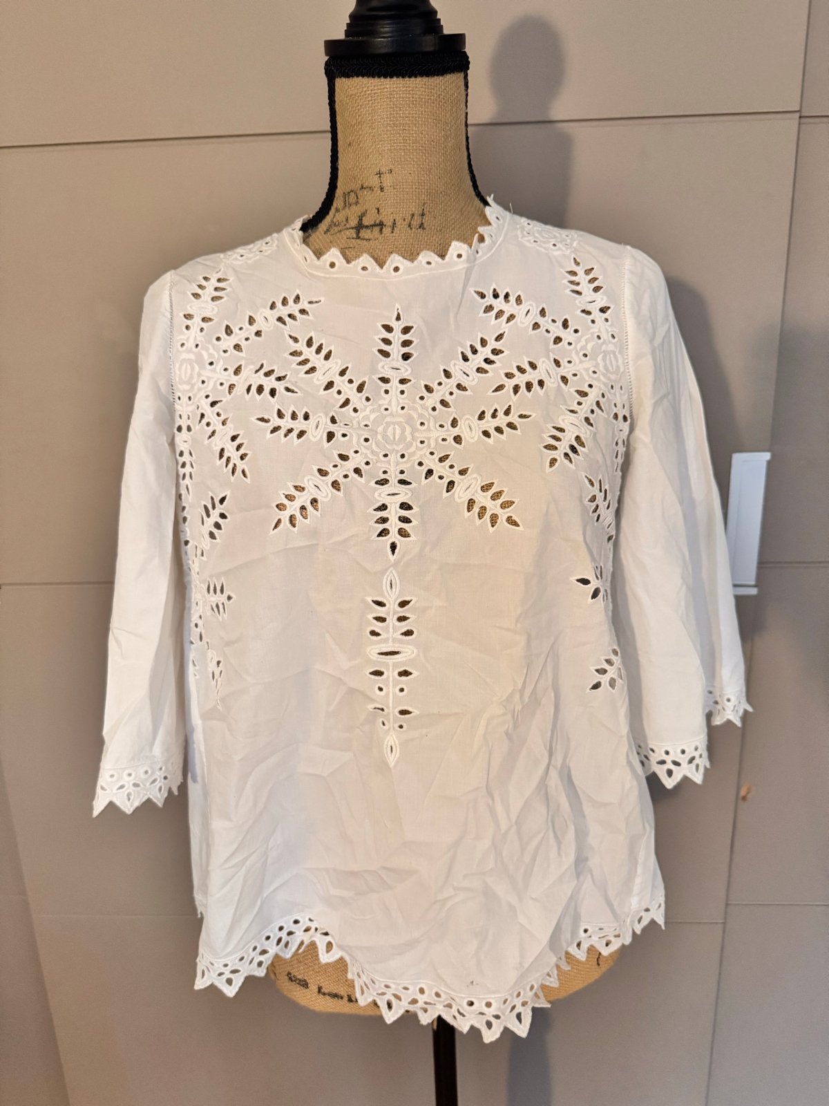 Isabel Marant Étoile witte broderie blouse, Wit, Ophalen of Verzenden, Zo goed als nieuw, Lange mouw