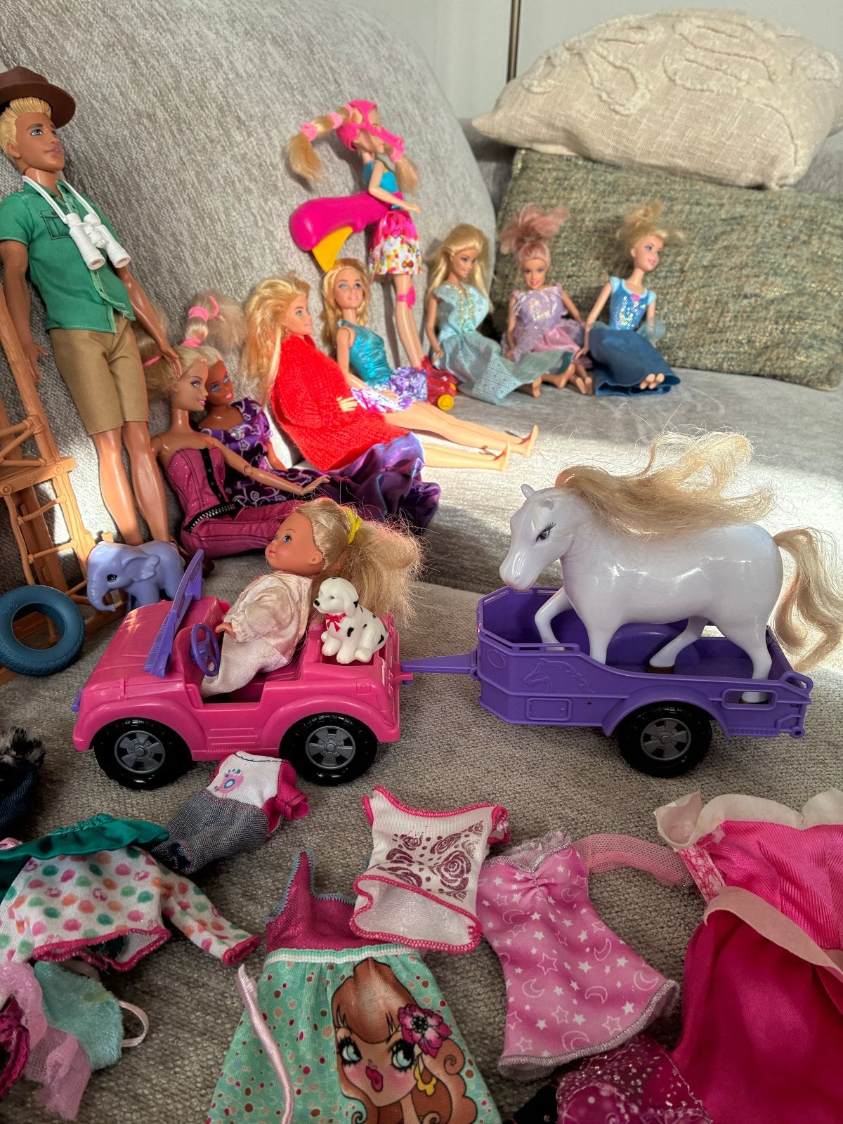 Grote Barbie en Ken collectie met accessoires en auto, Ophalen, Gebruikt, Barbie