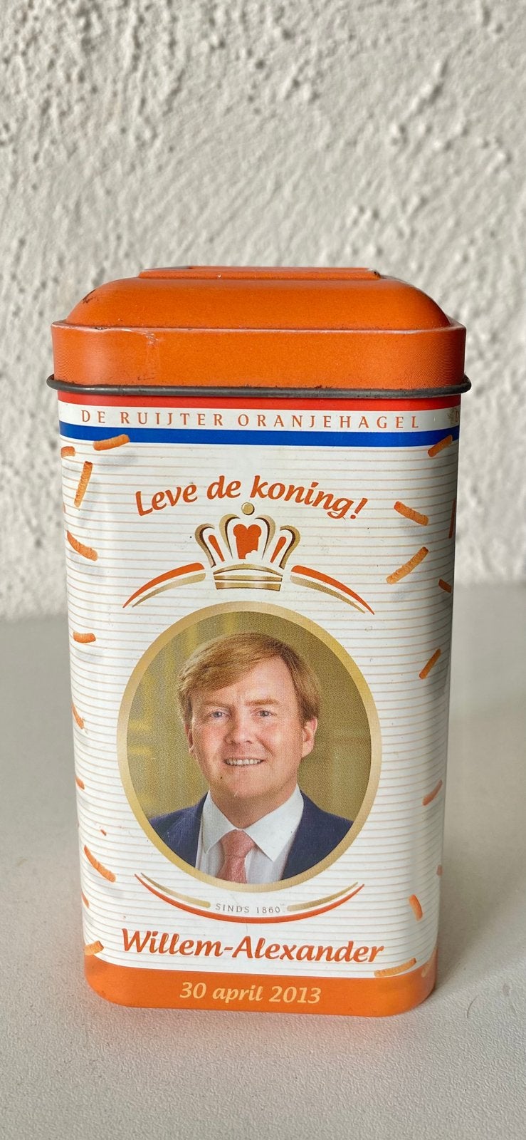 leuk ‘DE RUIJTER’ ORANJEHAGEL-BLIK TROONSWISSELING, Verzamelen, Ophalen of Verzenden, Zo goed als nieuw, Overige, Overige merken