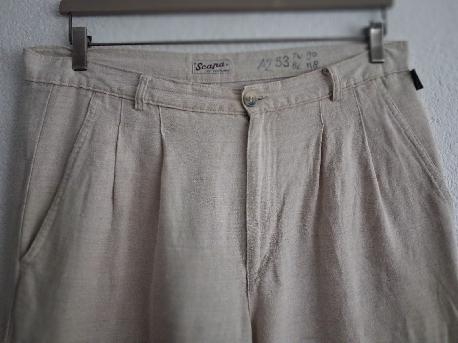 Scapa linnen broek - Beige Maat  W34 L34, Ophalen of Verzenden, Gedragen, Beige