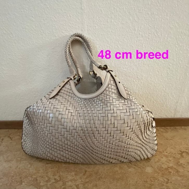 COLE HAAN tote bag, gevlochten leer, ALS NIEUW, Sieraden, Tassen en Uiterlijk, Ophalen, Zo goed als nieuw, Beige, Shopper
