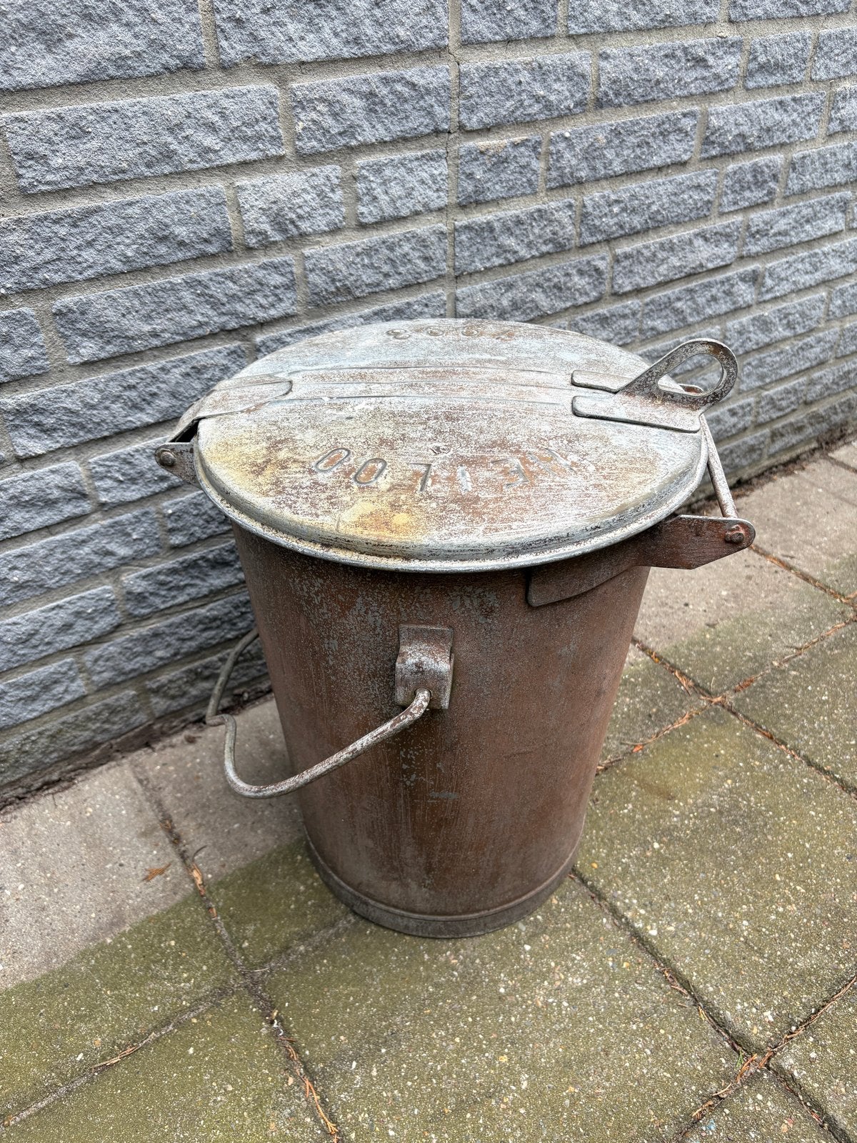 Antieke zinken vuilnisemmer 1998 uit Heiloo, Antiek en Kunst, Ophalen