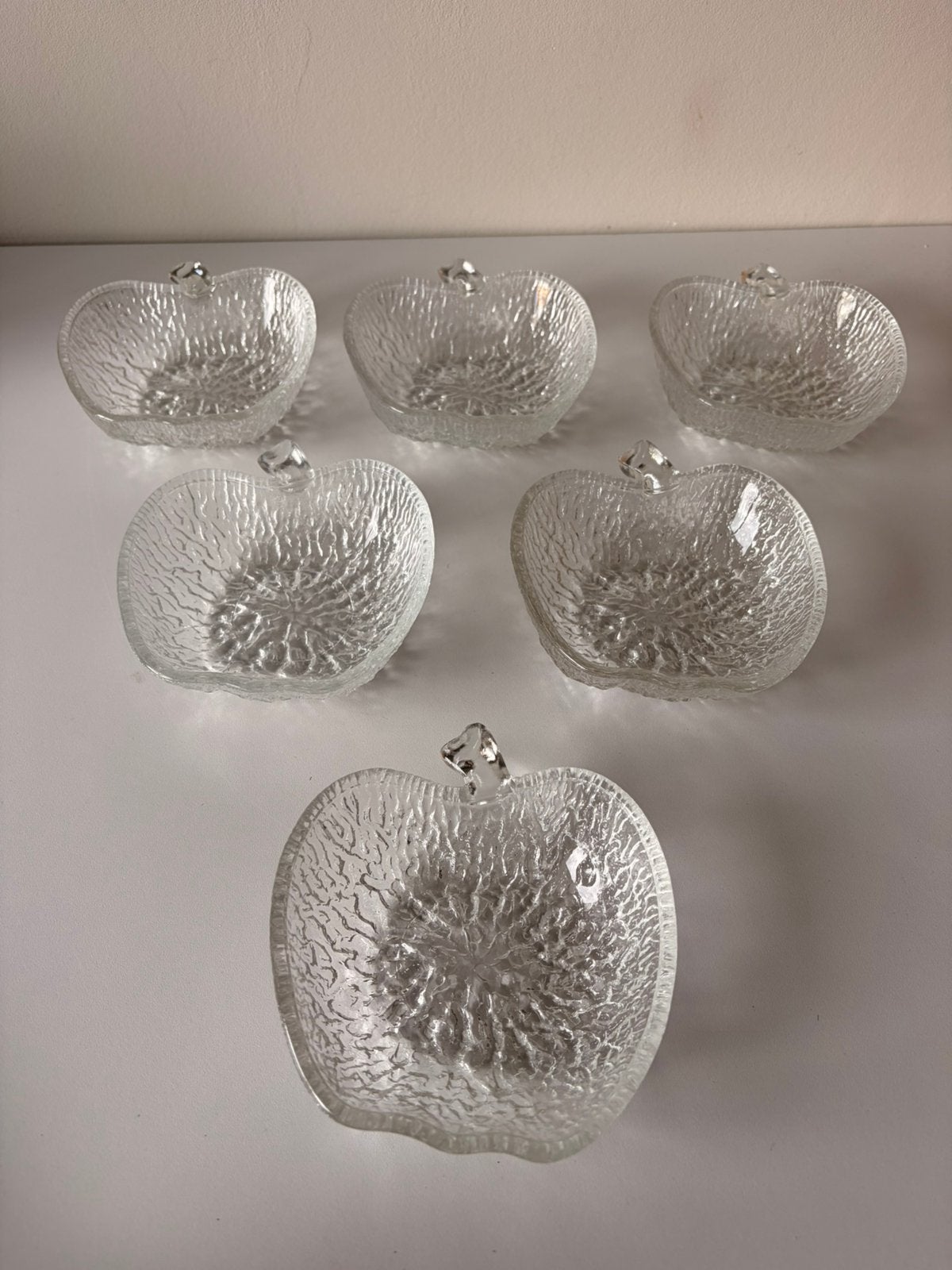 Vintage glazen appelschaaltjes, Vintage, Ophalen of Verzenden, Glas, Schaal of Schalen