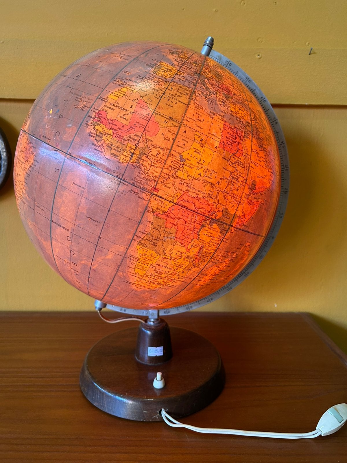 Vintage jaren 60/70 verlichte wereldbol, Ophalen, Verlicht, ?, ?