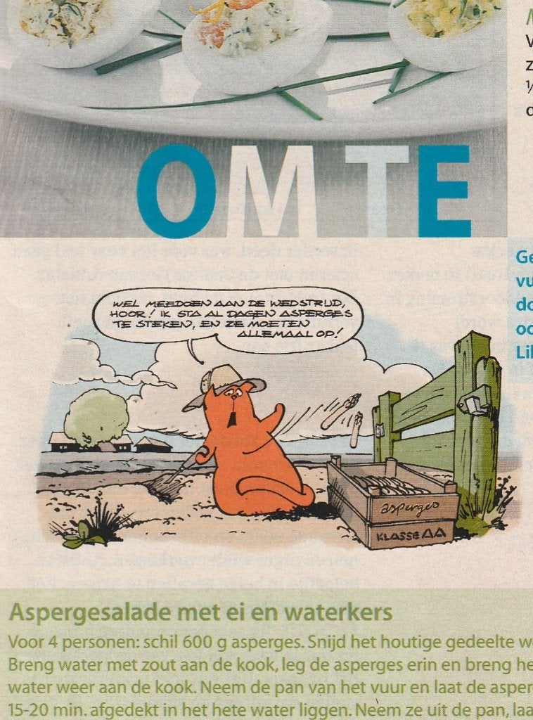 Vintage knipsel 2003 Jan Jans Kinderen kater meer asperges, Verzamelen, Ophalen of Verzenden, Overige typen