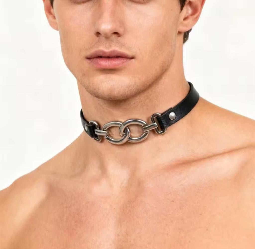 Mooie Leren Choker, verstelbaar, Verzenden, Nieuw, Zwart, Verstelbaar