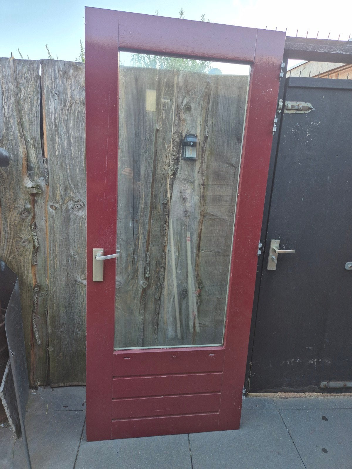 Hardhouten buitendeur. 88x211cm. Dubbelglas., Ophalen, Gebruikt, 80 tot 100 cm, Buitendeur