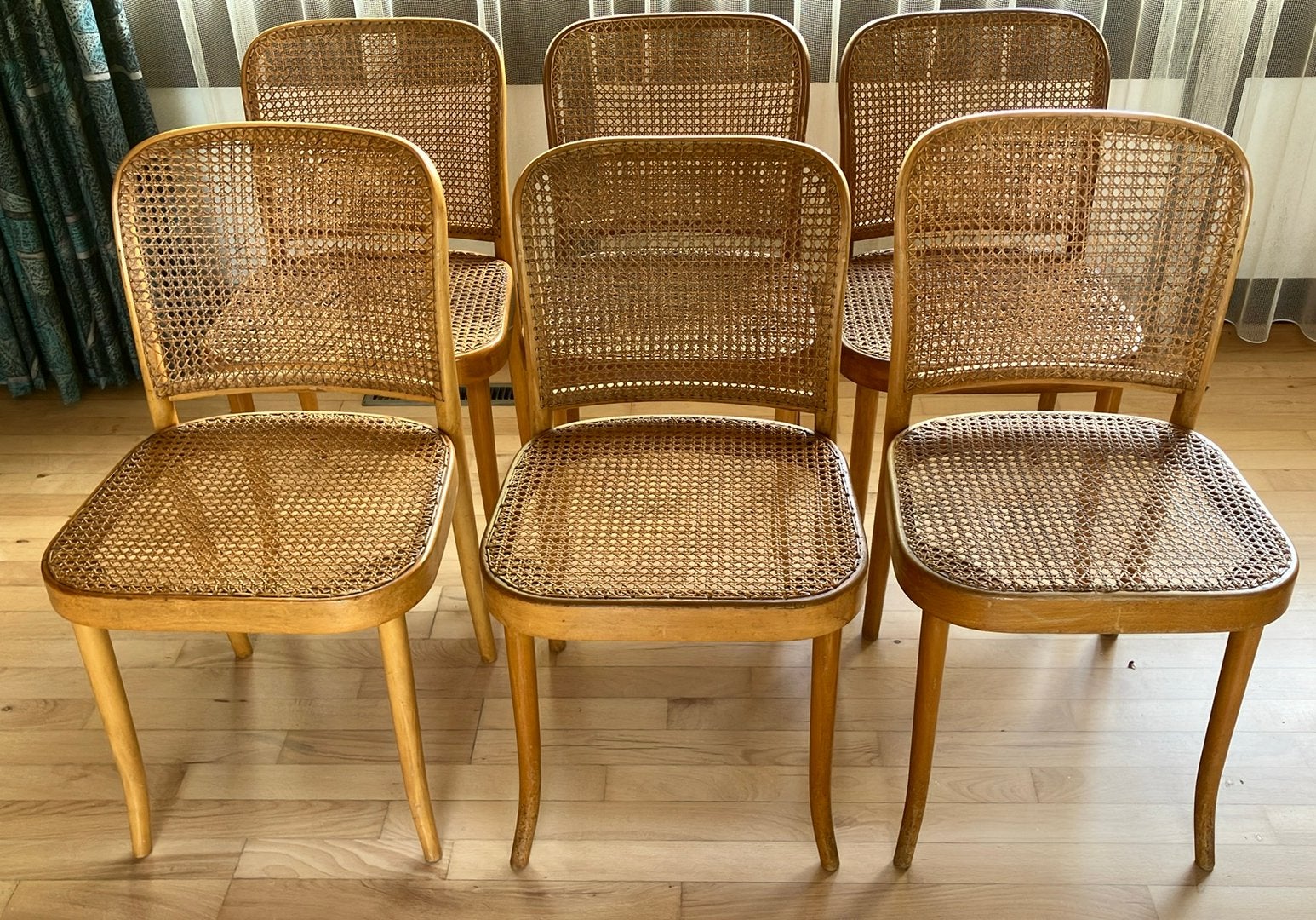 6 Thonet eetkamerstoelen beukenhout en rotan, Huis en Inrichting, Stoelen, Ophalen, Gebruikt, Overige kleuren, Hout