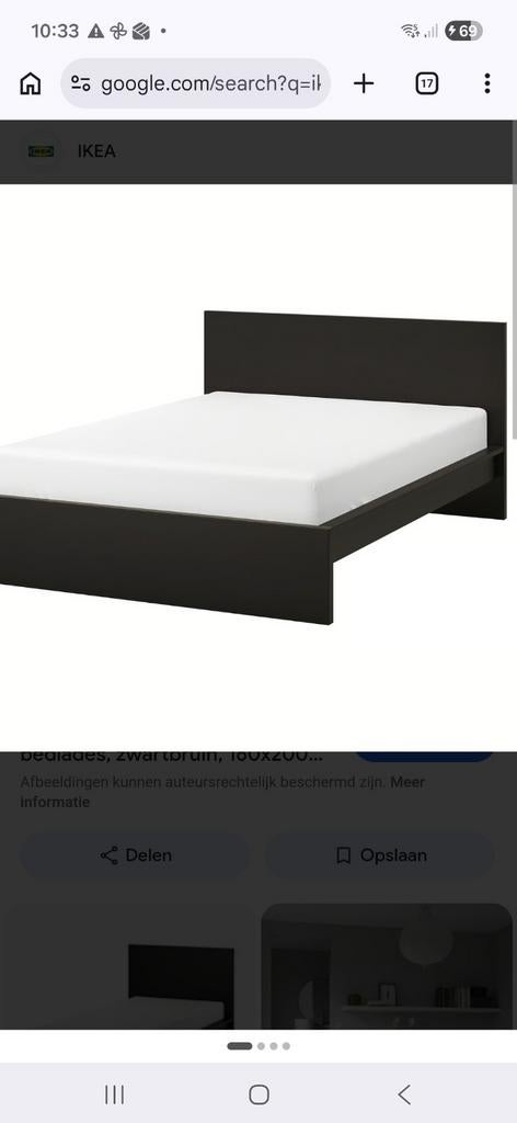 Mooi ikea malmbed 160x200 met bedlades, Ophalen, Wit, Tweepersoons, Zo goed als nieuw