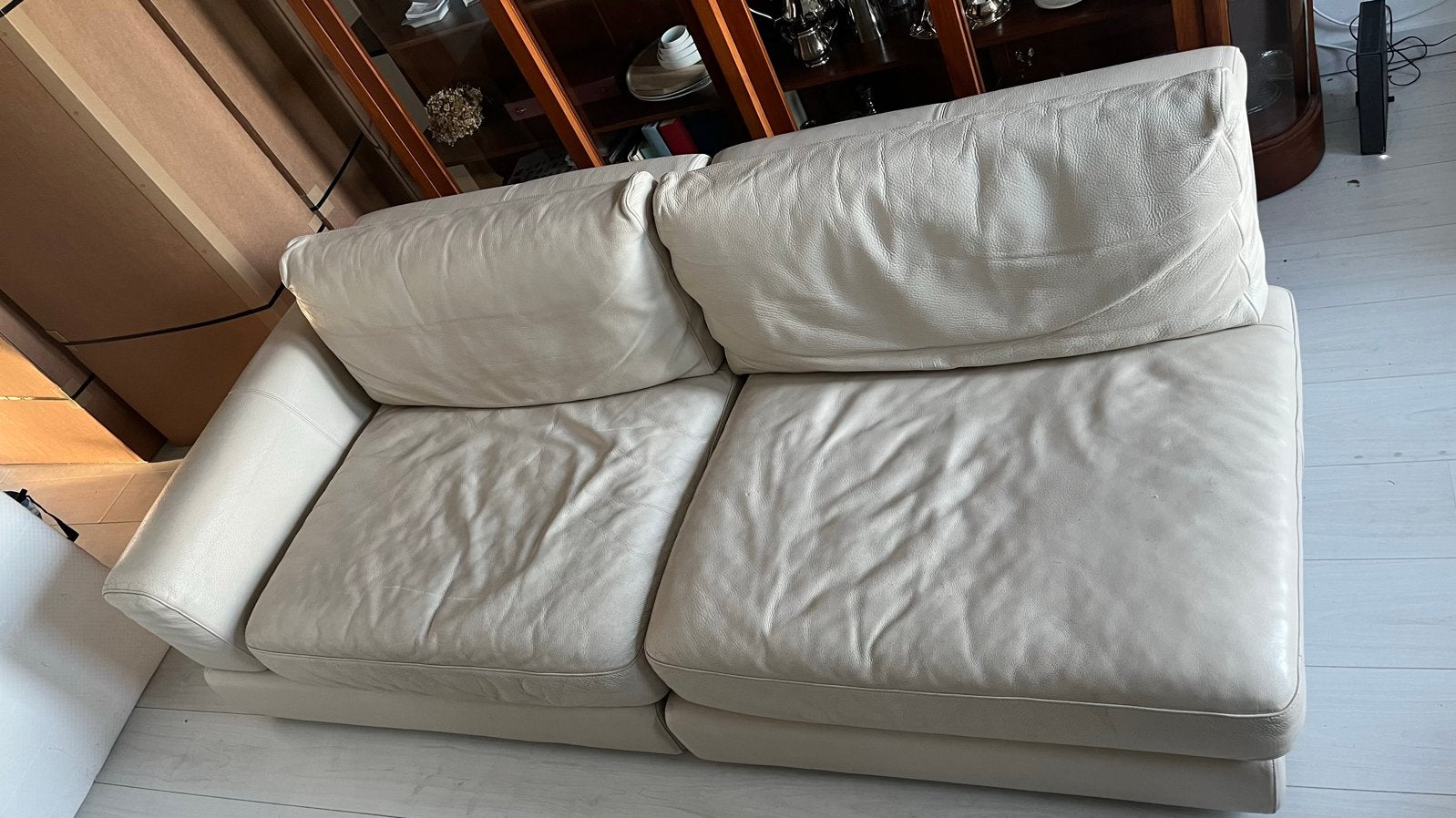Natuzzi Leren Bank - Comfortabele Couch leather beige, Huis en Inrichting, Banken | Bankstellen, Ophalen, Gebruikt, Driepersoons