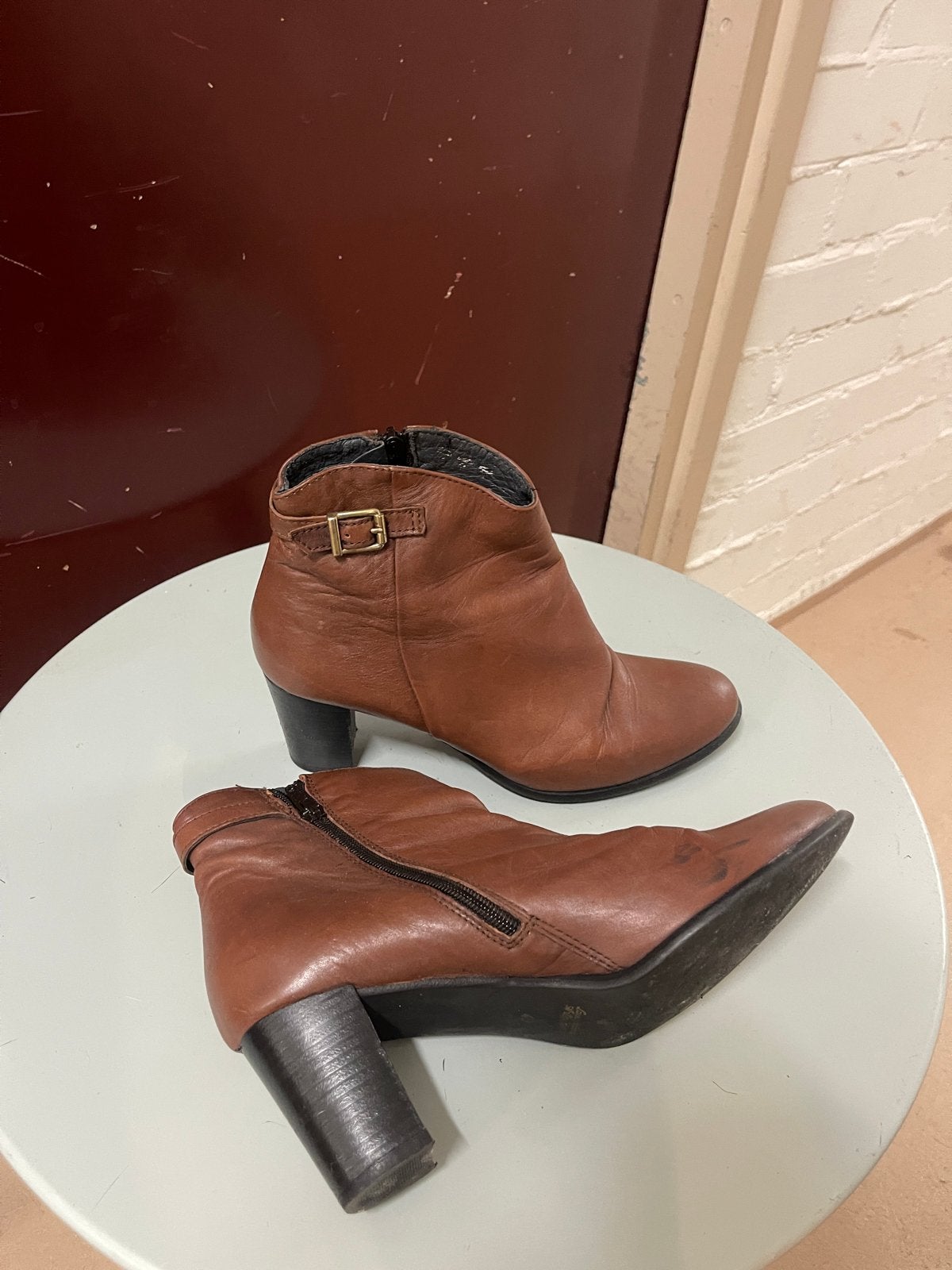 Leren pumps, enkellaarsjes met hak en laarzen - Maat 40, Ophalen, Gedragen, Pumps