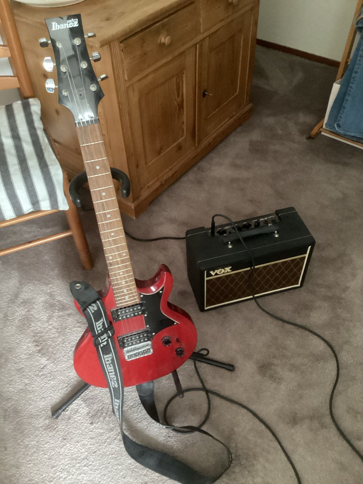 Ibanez elektrische gitaar met Vox versterker en Digitech RP2, Ophalen, Gebruikt, Gitaar, Minder dan 50 watt