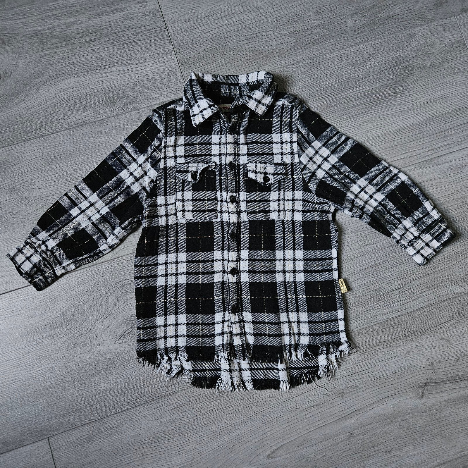 Vingino geruit overhemd met goudkleurige details, maat 104, Ophalen of Verzenden, Vingino, Meisje, Overhemd of Blouse