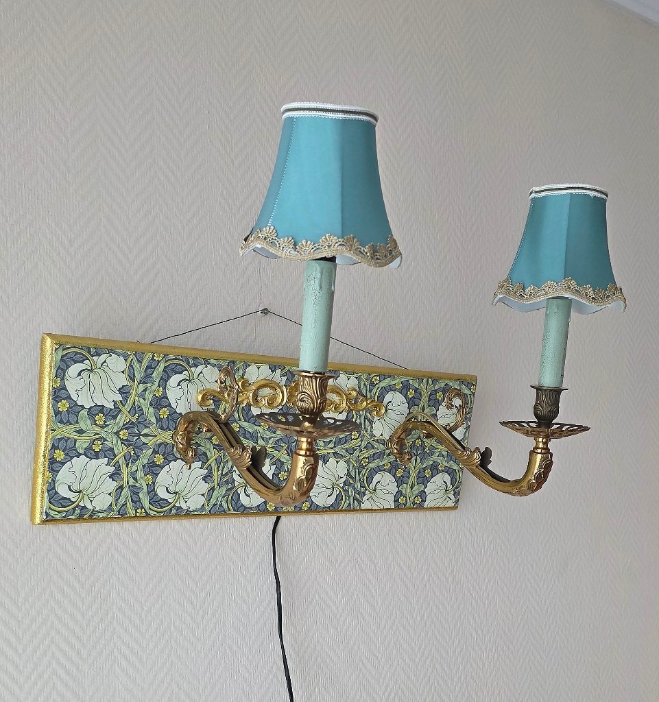 Unieke handgemaakte Art Nouveau-Jugendstil wandlamp, Huis en Inrichting, Ophalen of Verzenden, Zo goed als nieuw, Wandlamp, Hout
