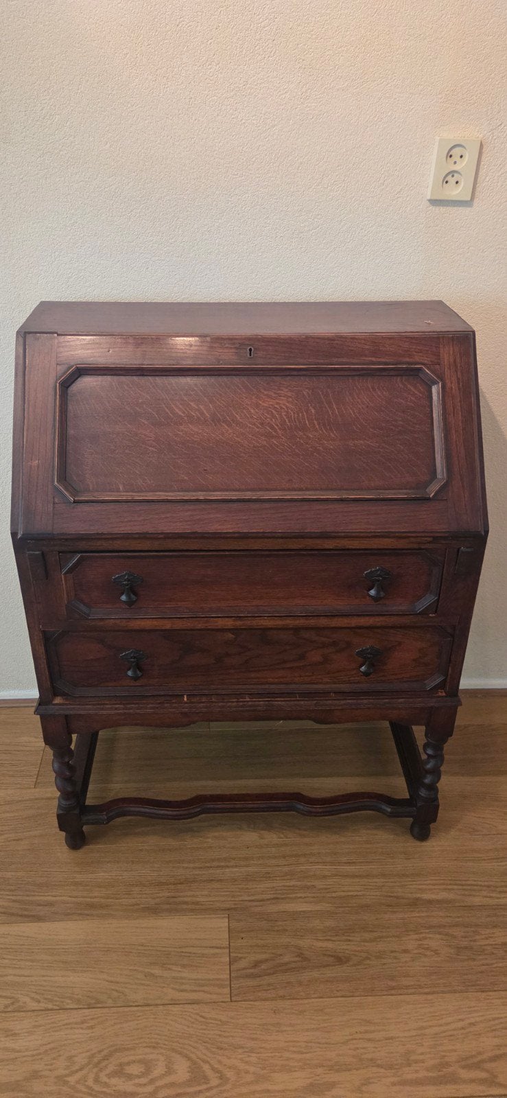 Antieke Engelse secretaire van donker hout, Ophalen, Gebruikt, Antiek, Engels