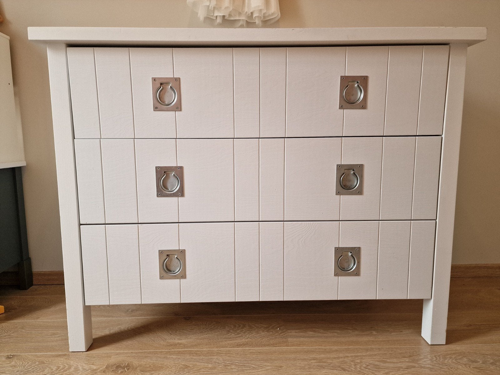 Witte commode met 3 lades, Ophalen, Gebruikt, 50 tot 70 cm, 100 cm of meer