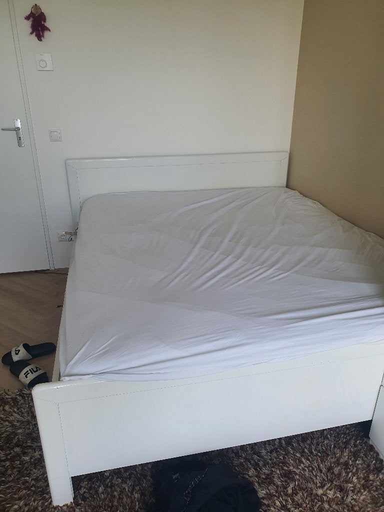 Bedframe, Ophalen, Gebruikt, Wit, Tweepersoons