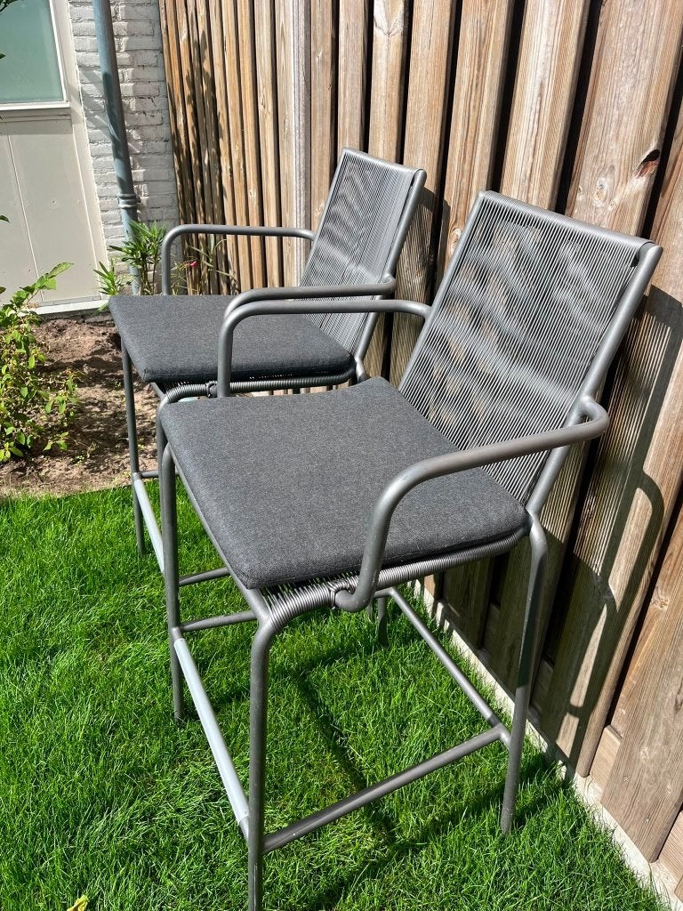Max & Luuk barstoelen met Borek kussen antraciet, Ophalen, Gebruikt, Metaal