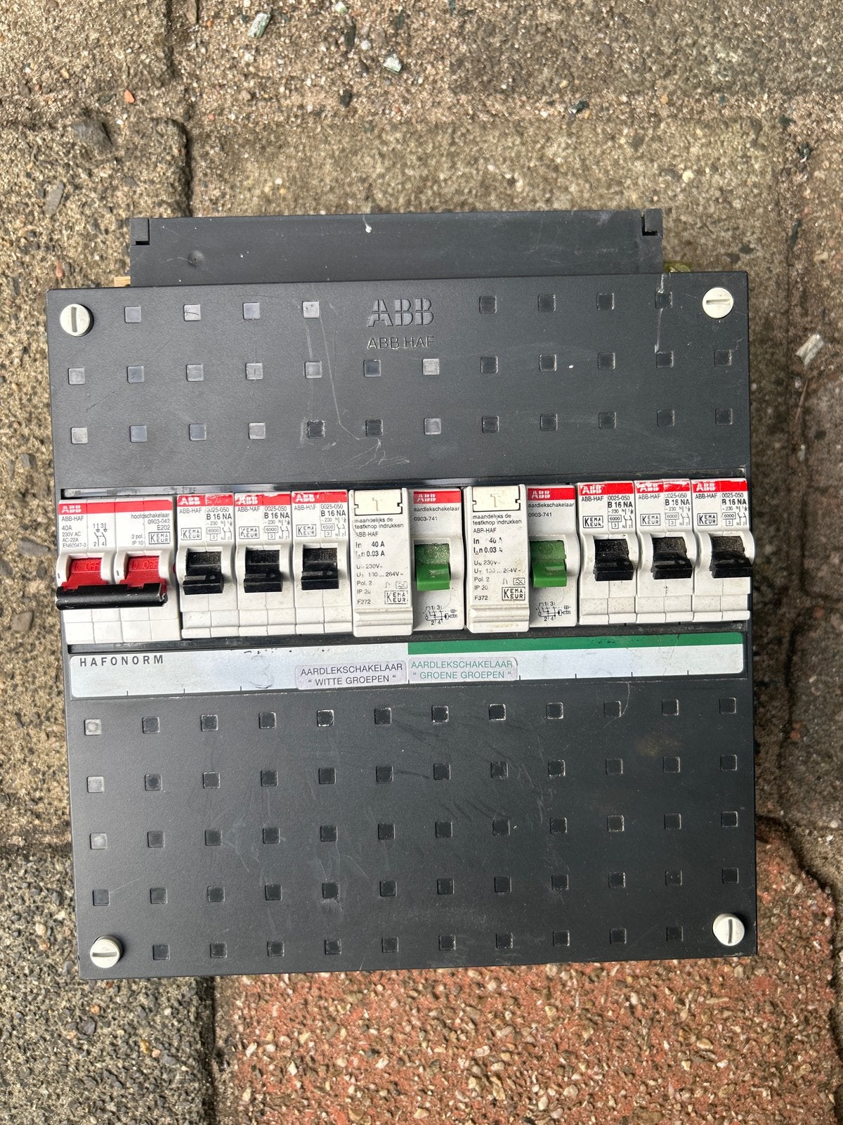 ABB HAF Groepenkast met Aardlekautomaten en Aardlekschakelaa, Ophalen of Verzenden, Gebruikt, ABB, Groepenkast