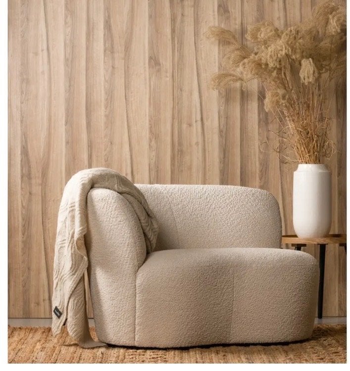 Fauteuil bouclé WOOOD, Ophalen, 75 tot 100 cm, Stof, 50 tot 75 cm