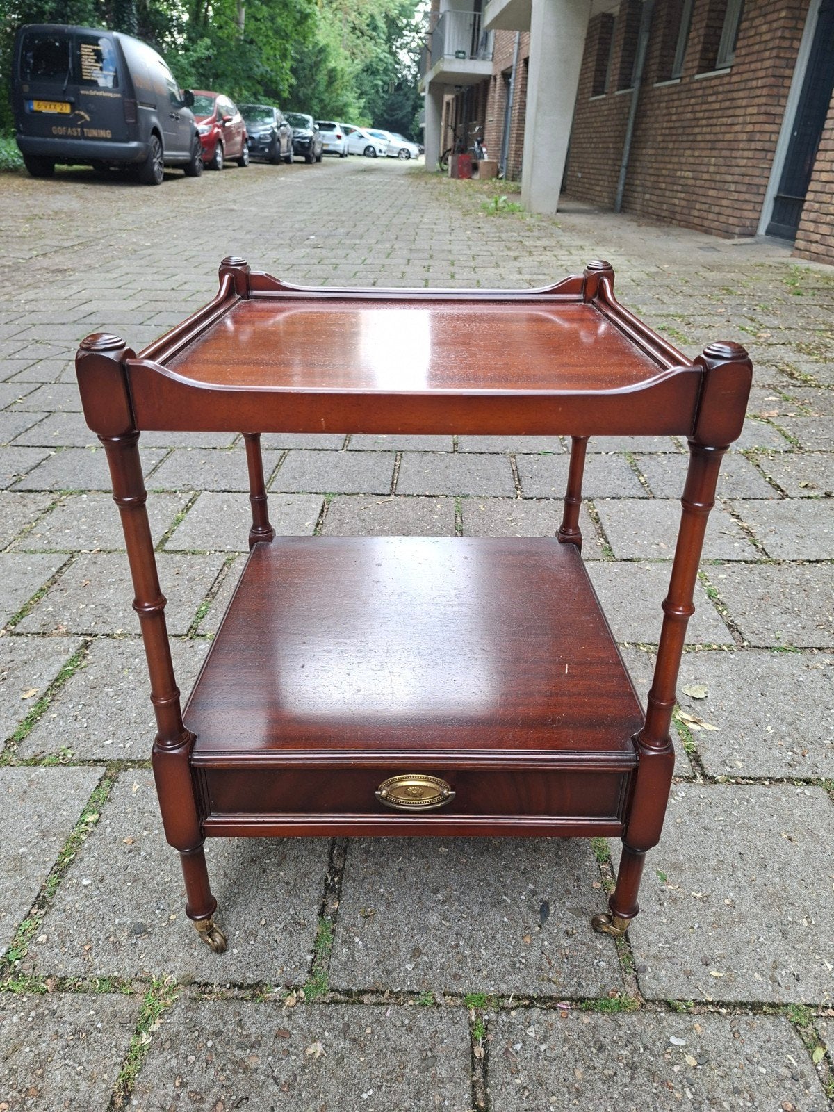 Vintage Heldense bijzettafel, Engels stijl, mahoniehout, Ophalen, Minder dan 55 cm, Gebruikt, Engelse stijl, Klassiek, Vintage