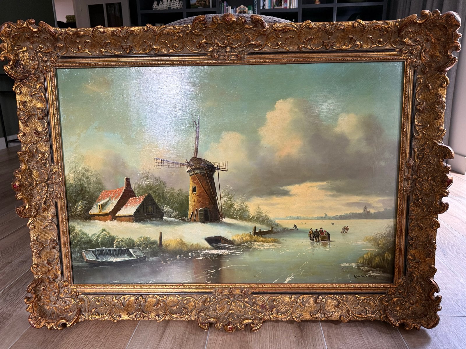 Schilderij Selhorst Sr. (1891-1982) - Winterlandschap, Ophalen, Doek, Oud hollands, Gesigneerd
