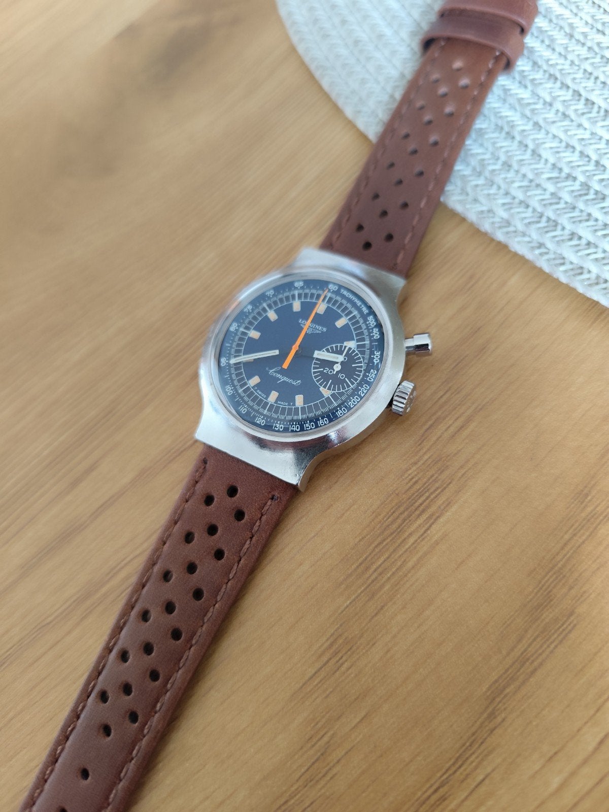 LONGINES CONQUEST OLYMPIC GAMES MUNICH, REF. 8614, Overige merken, Leer, Staal, Verzenden
