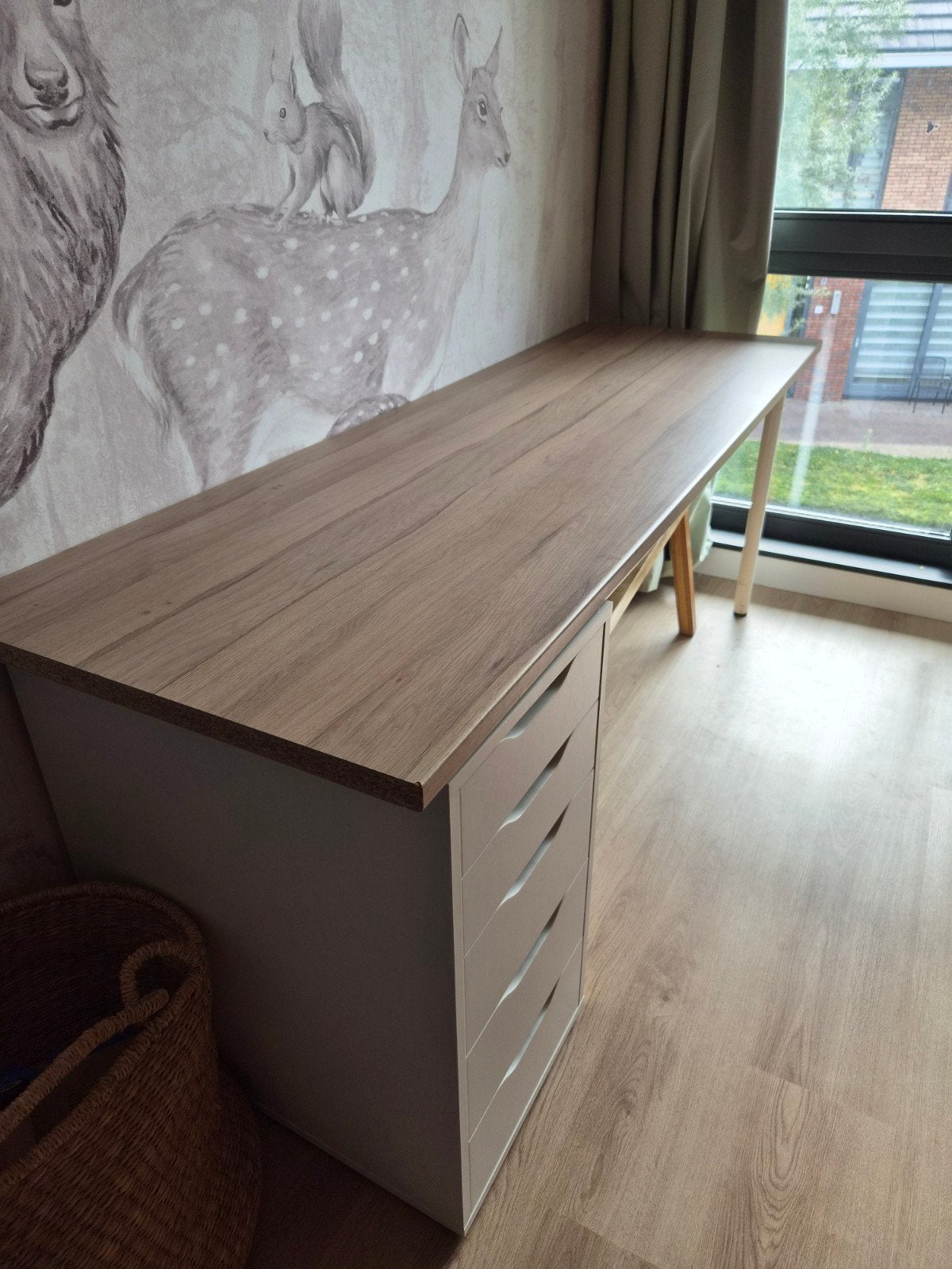 IKEA Bureau met Alex ladekast 180x60, Ophalen, Met lades, Hout, Zo goed als nieuw