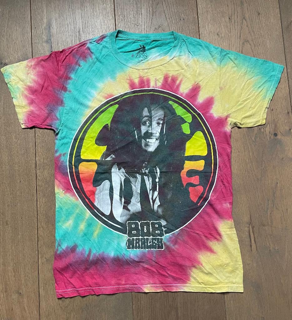 Bob Marley tie‑dye T‑shirt – vintage/Y2K – maat S  A-035, Vintage, Overige kleuren, Verzenden, Vintage
