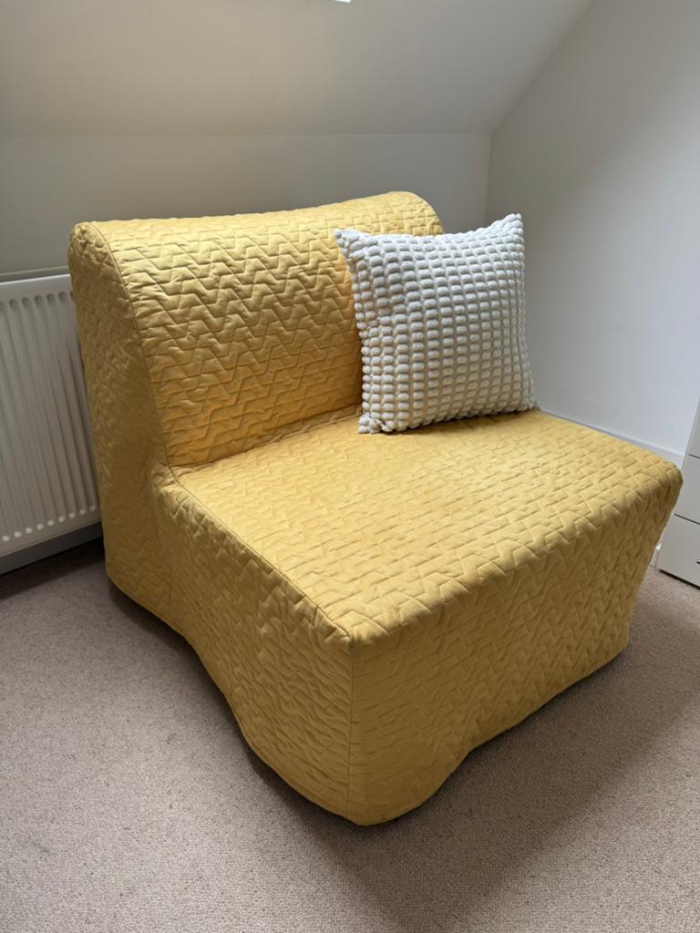 IKEA: Lycksele bedfauteuil, Huis en Inrichting, Banken | Sofa's en Chaises Longues, Ophalen, Gebruikt, Eenpersoons, 75 tot 100 cm